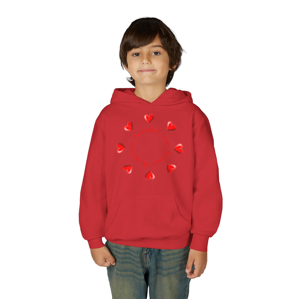 Youth Hoodie — "It's A Kidzz World" Colorful Earth & Hearts Charity Design