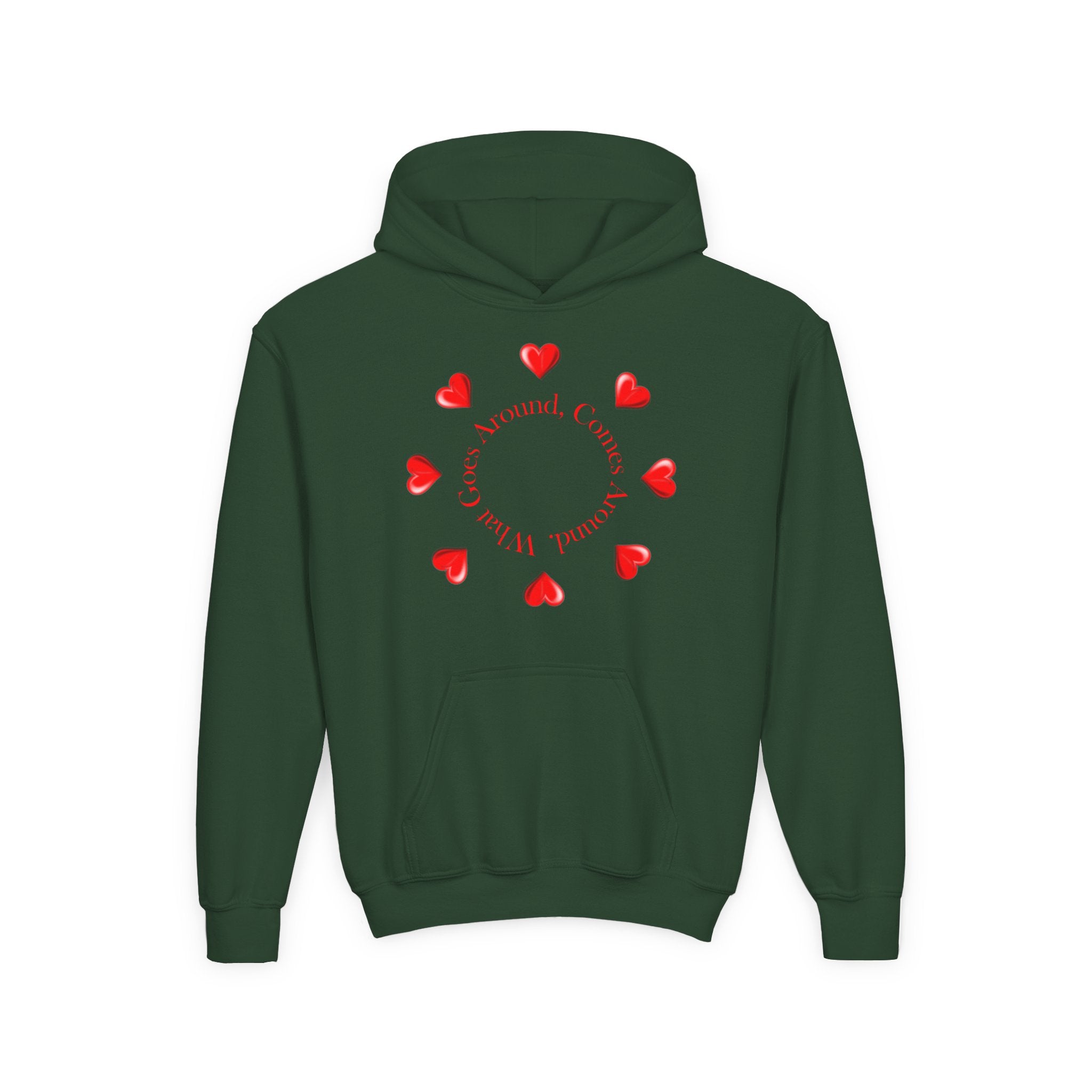 Youth Hoodie — "It's A Kidzz World" Colorful Earth & Hearts Charity Design