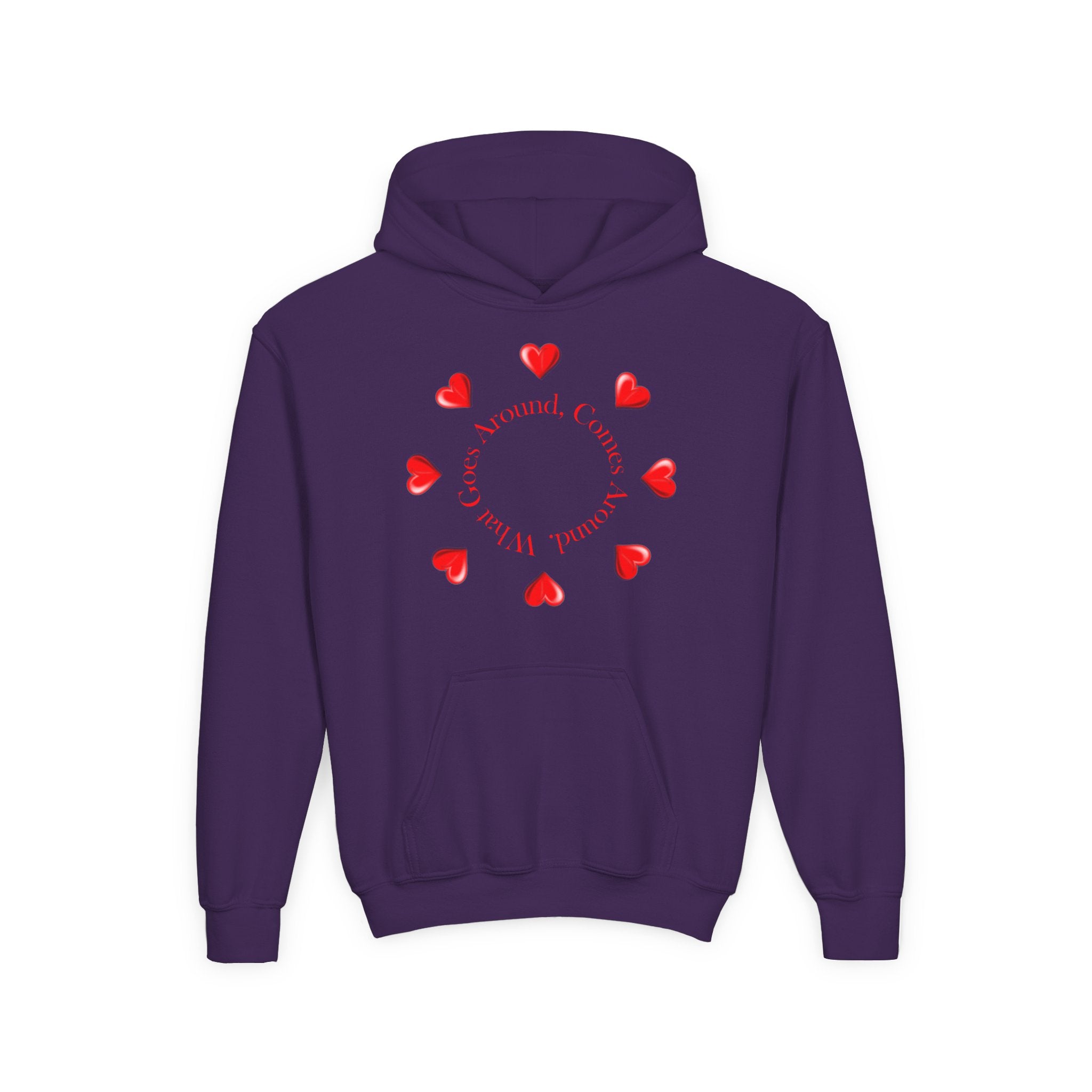 Youth Hoodie — "It's A Kidzz World" Colorful Earth & Hearts Charity Design