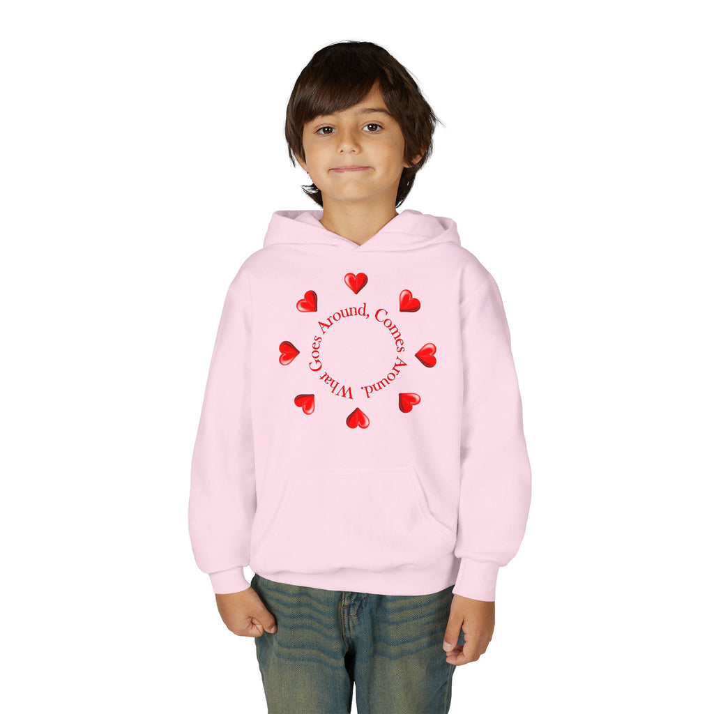 Youth Hoodie — "It's A Kidzz World" Colorful Earth & Hearts Charity Design