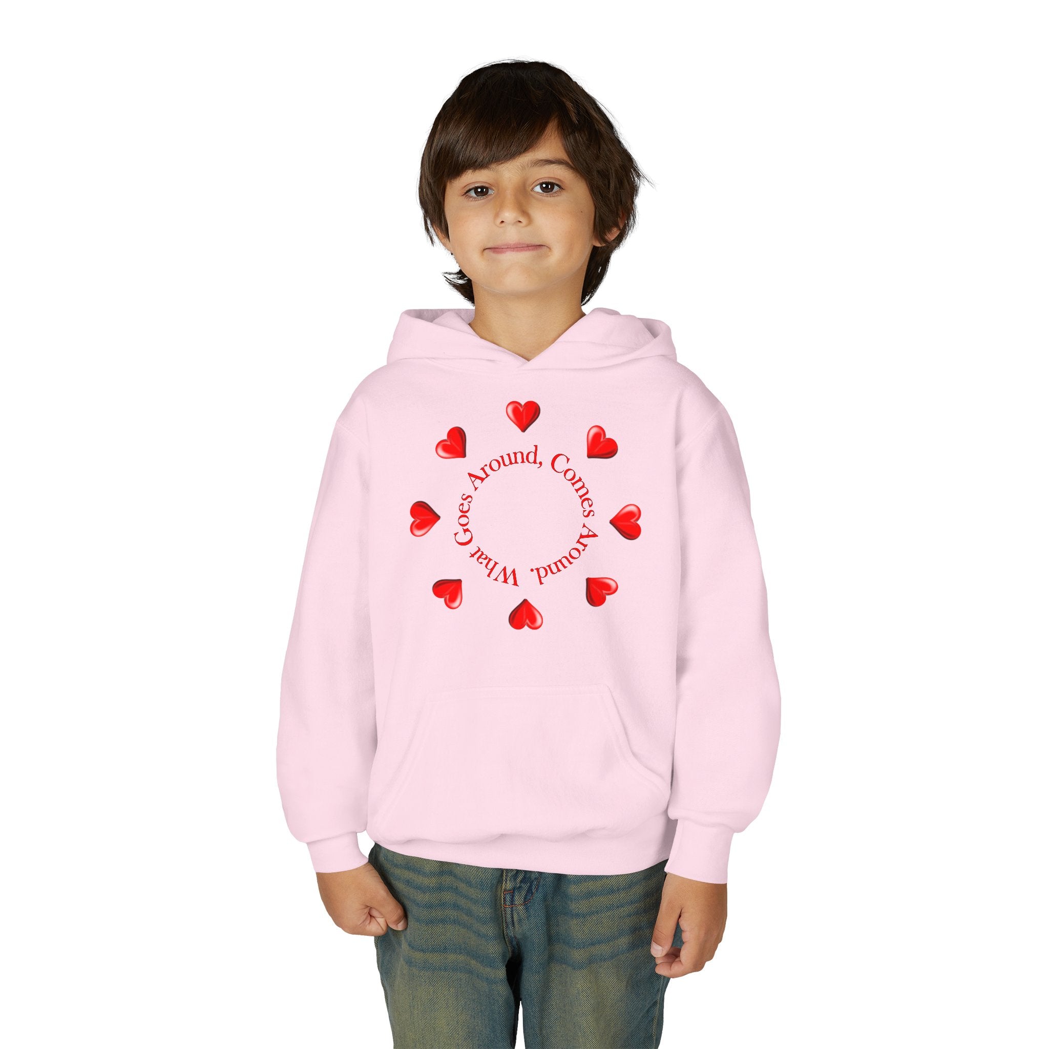 Youth Hoodie — "It's A Kidzz World" Colorful Earth & Hearts Charity Design