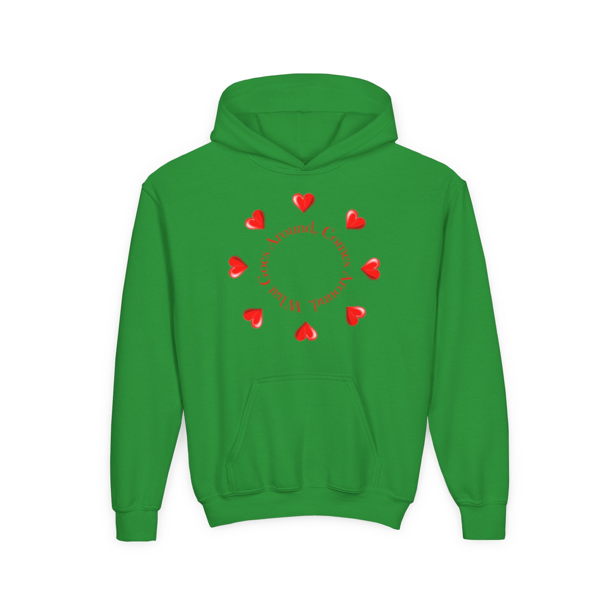 Youth Hoodie — "It's A Kidzz World" Colorful Earth & Hearts Charity Design