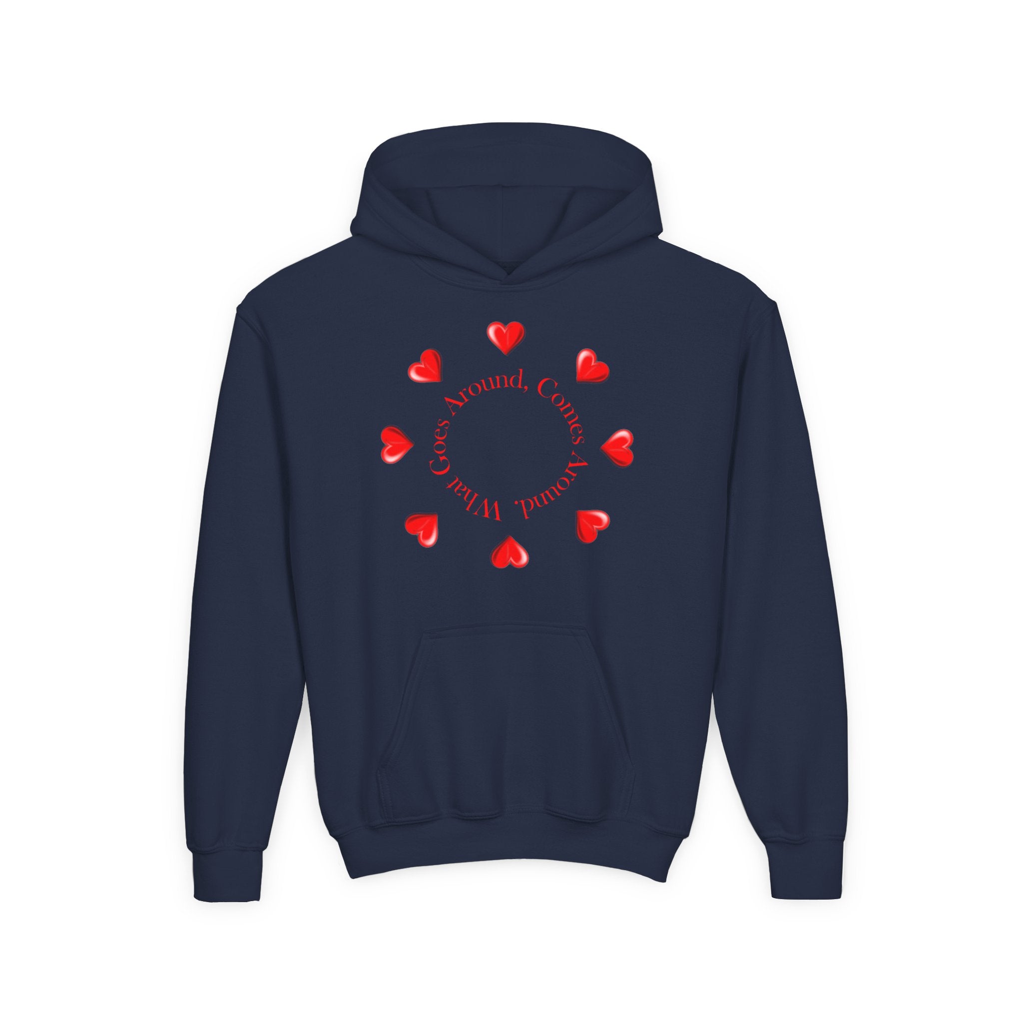 Youth Hoodie — "It's A Kidzz World" Colorful Earth & Hearts Charity Design