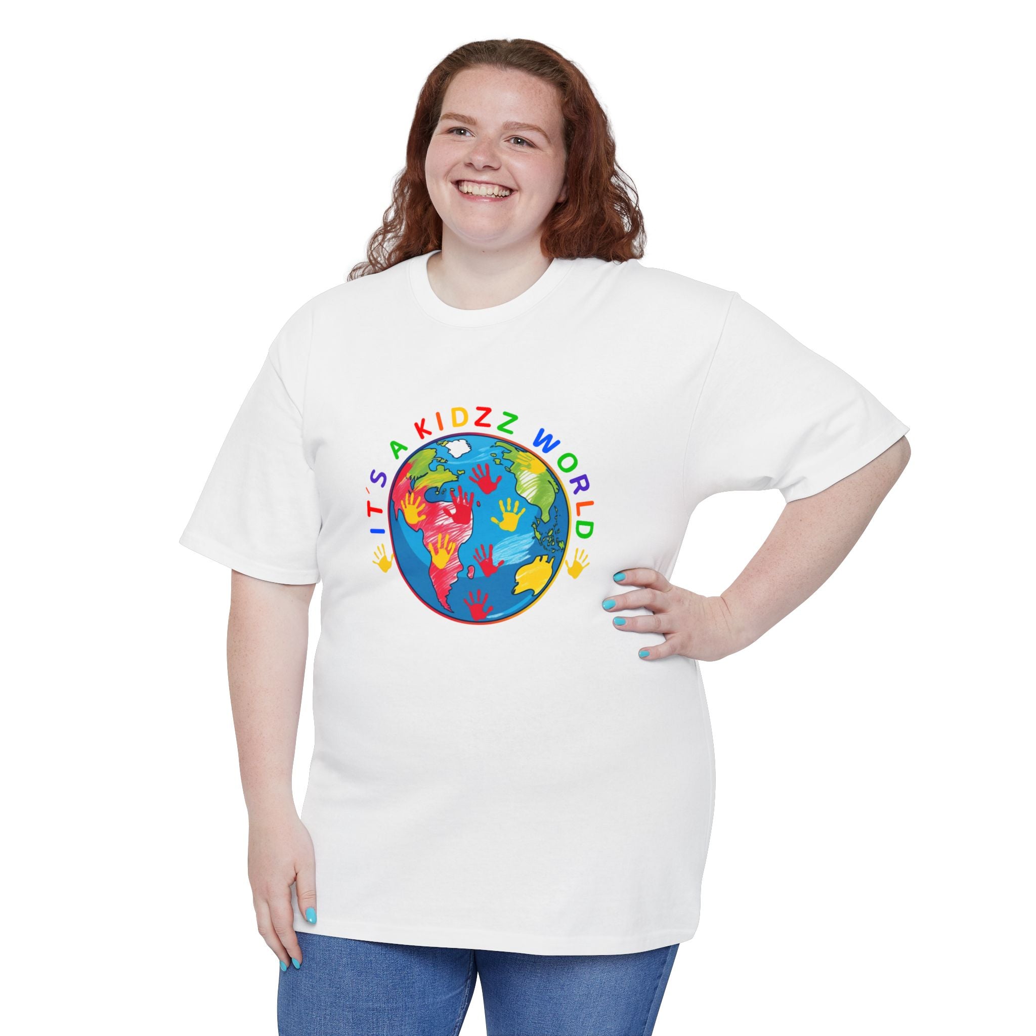 Kids World T-Shirt — "It's a Kidzz World" Colorful Globe Design