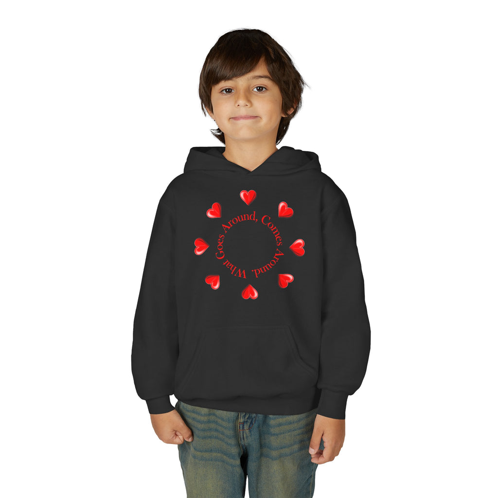 Youth Hoodie — "It's A Kidzz World" Colorful Earth & Hearts Charity Design