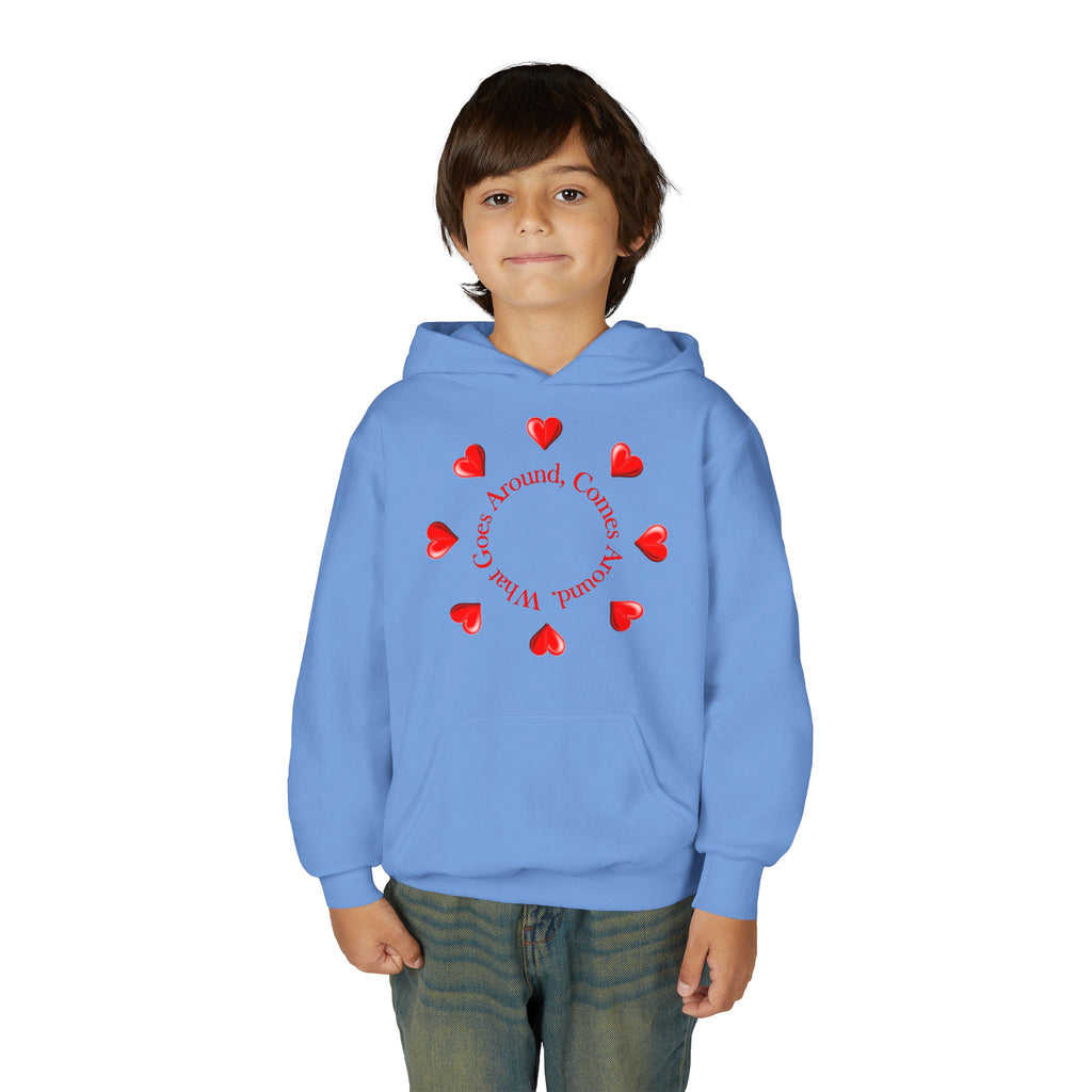 Youth Hoodie — "It's A Kidzz World" Colorful Earth & Hearts Charity Design