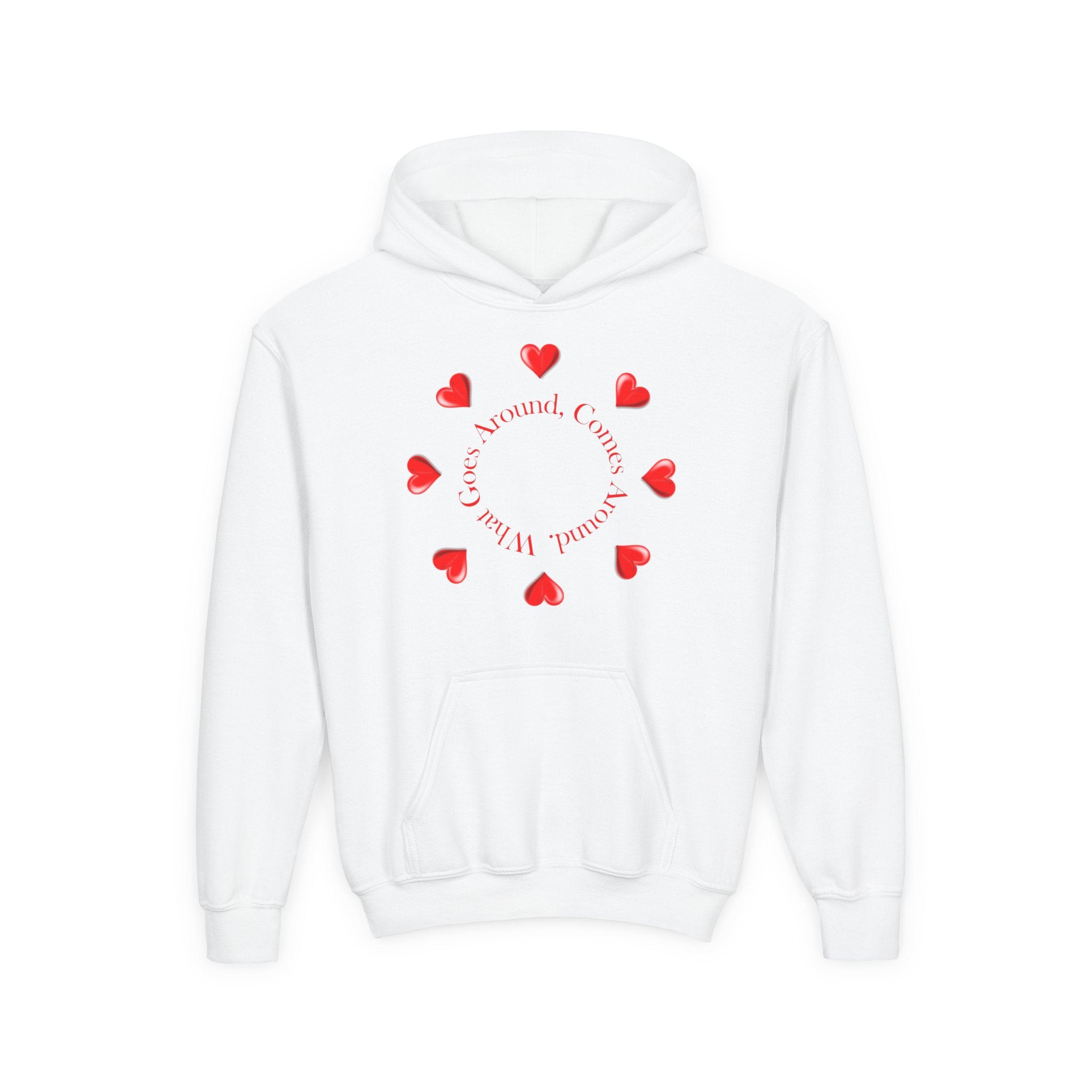 Youth Hoodie — "It's A Kidzz World" Colorful Earth & Hearts Charity Design