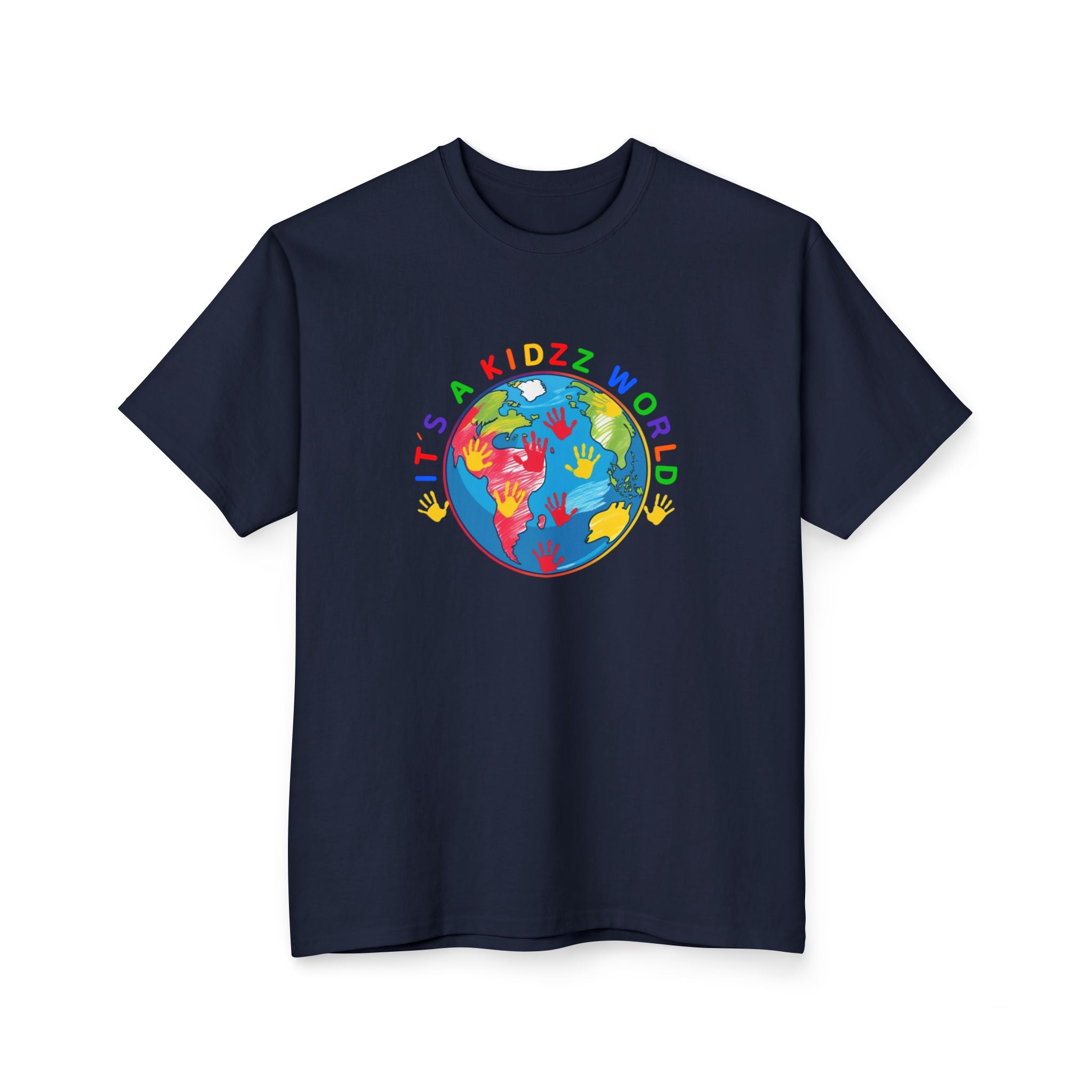 Kids World T-Shirt — "It's a Kidzz World" Colorful Globe Design