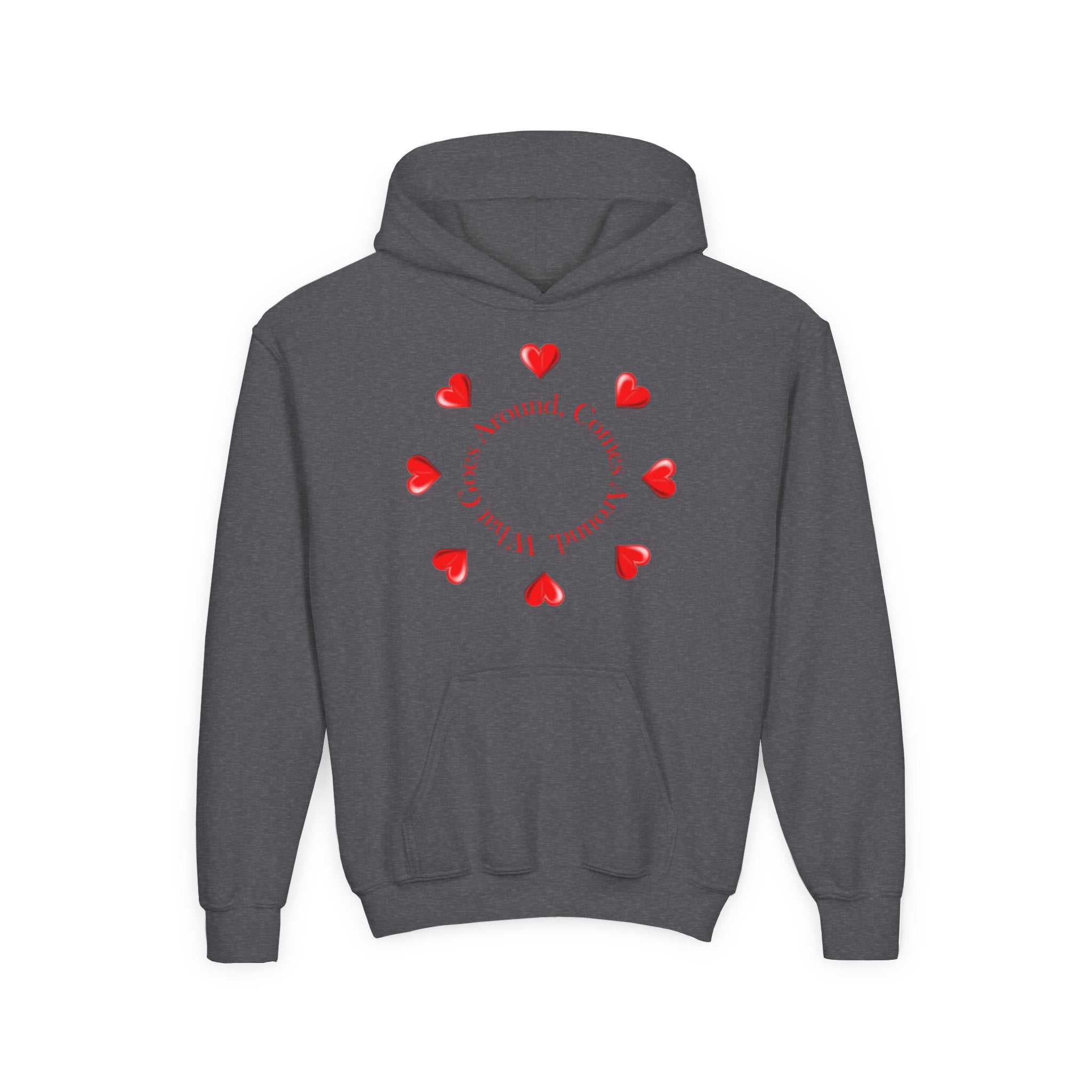 Youth Hoodie — "It's A Kidzz World" Colorful Earth & Hearts Charity Design