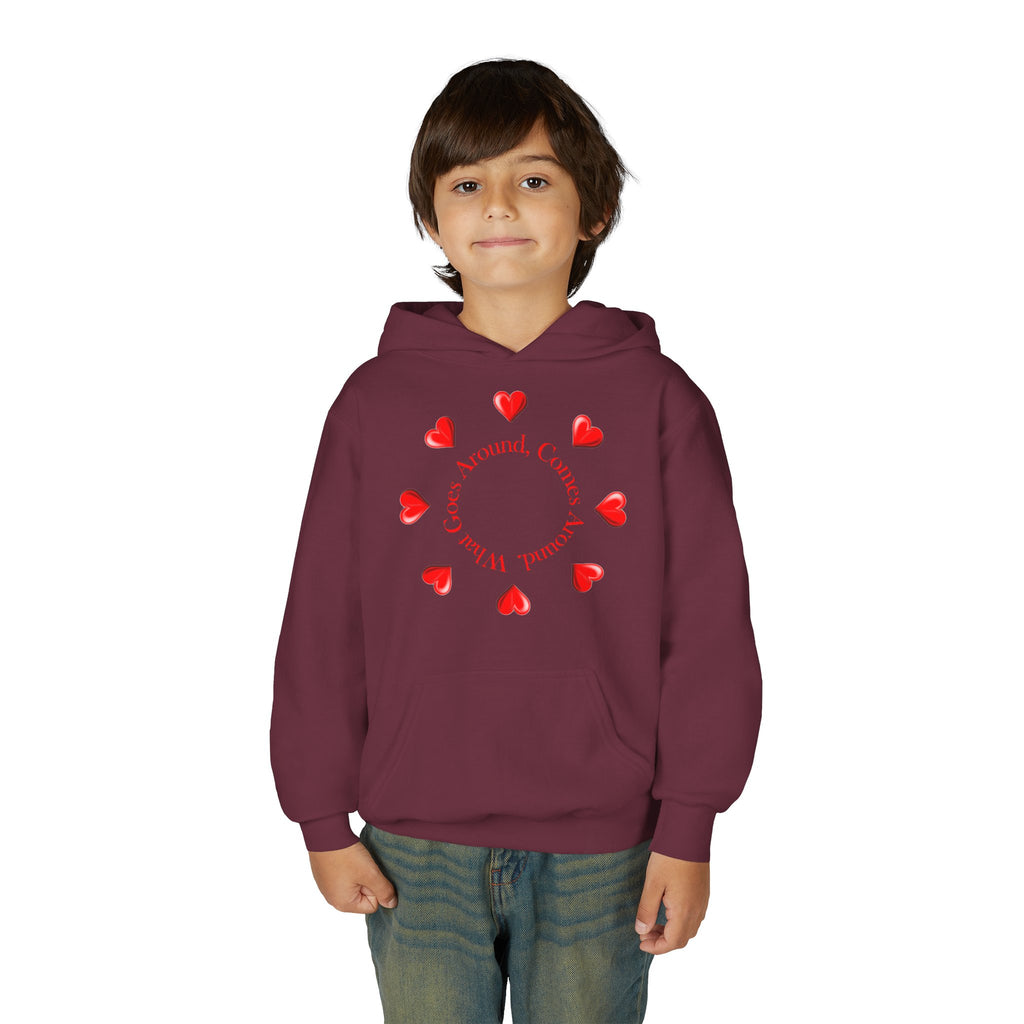 Youth Hoodie — "It's A Kidzz World" Colorful Earth & Hearts Charity Design
