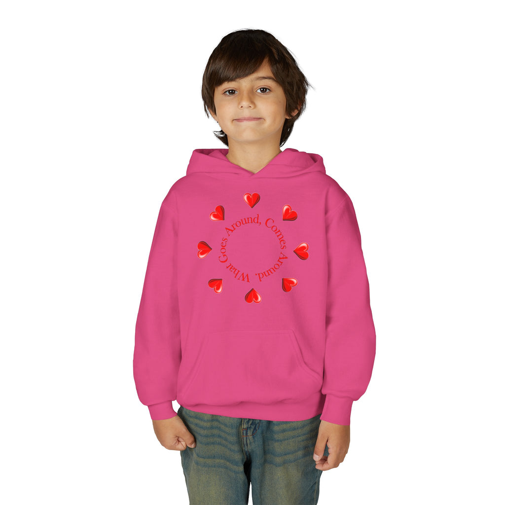 Youth Hoodie — "It's A Kidzz World" Colorful Earth & Hearts Charity Design