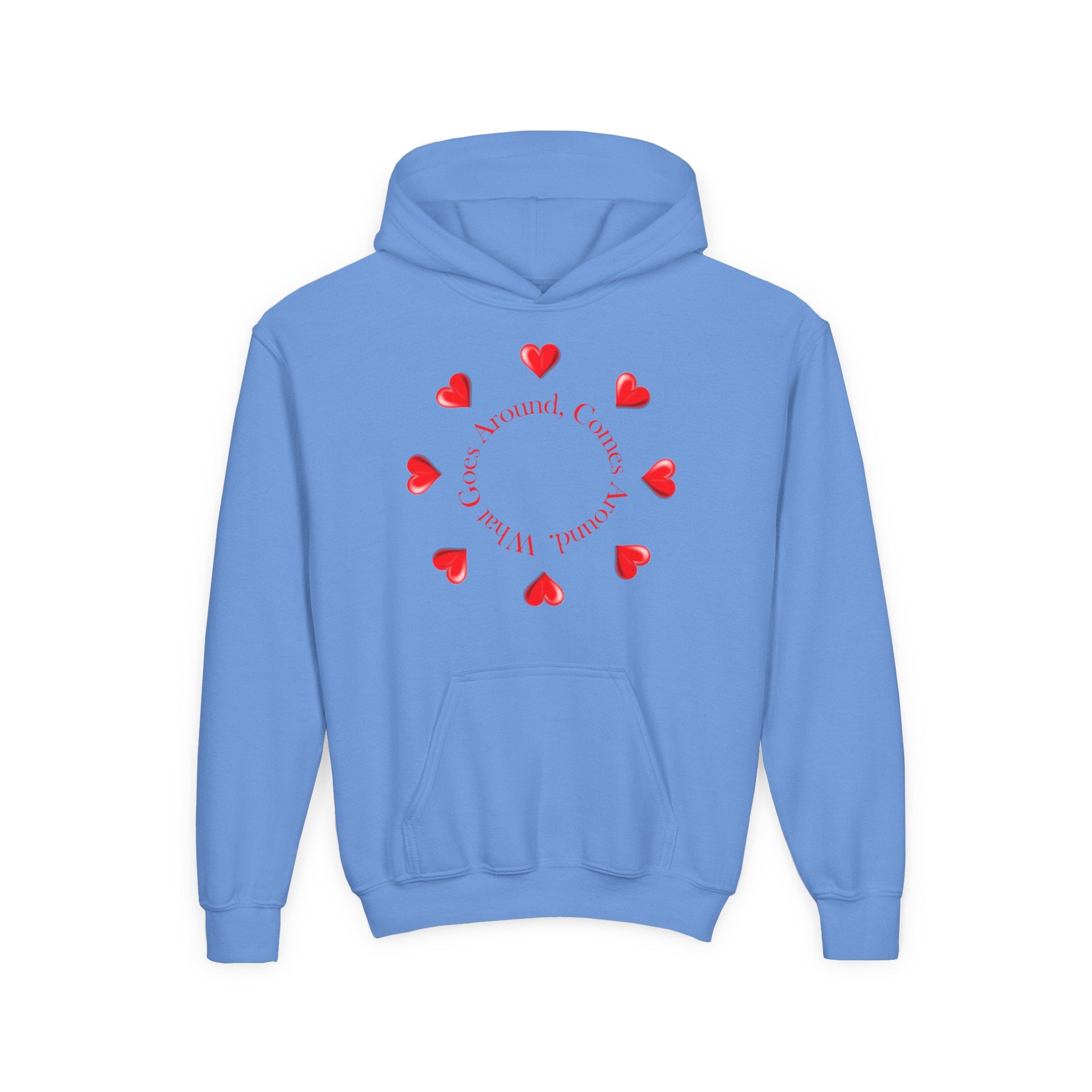 Youth Hoodie — "It's A Kidzz World" Colorful Earth & Hearts Charity Design