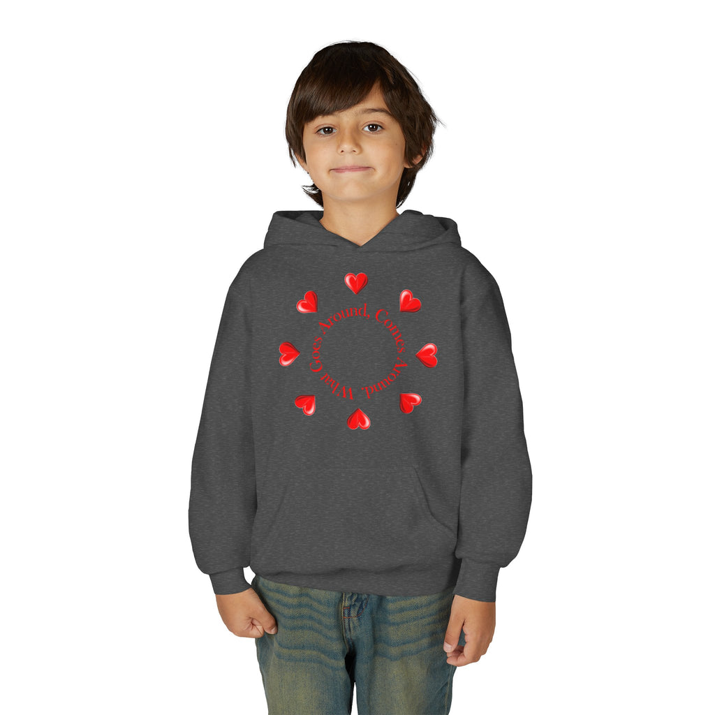 Youth Hoodie — "It's A Kidzz World" Colorful Earth & Hearts Charity Design