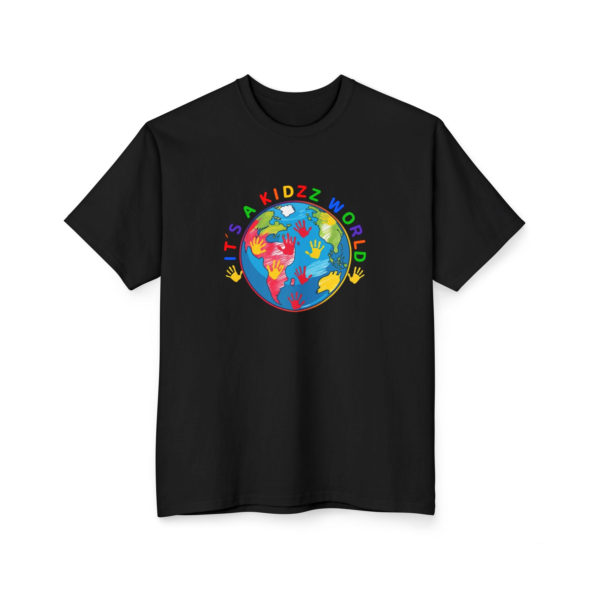Kids World T-Shirt — "It's a Kidzz World" Colorful Globe Design