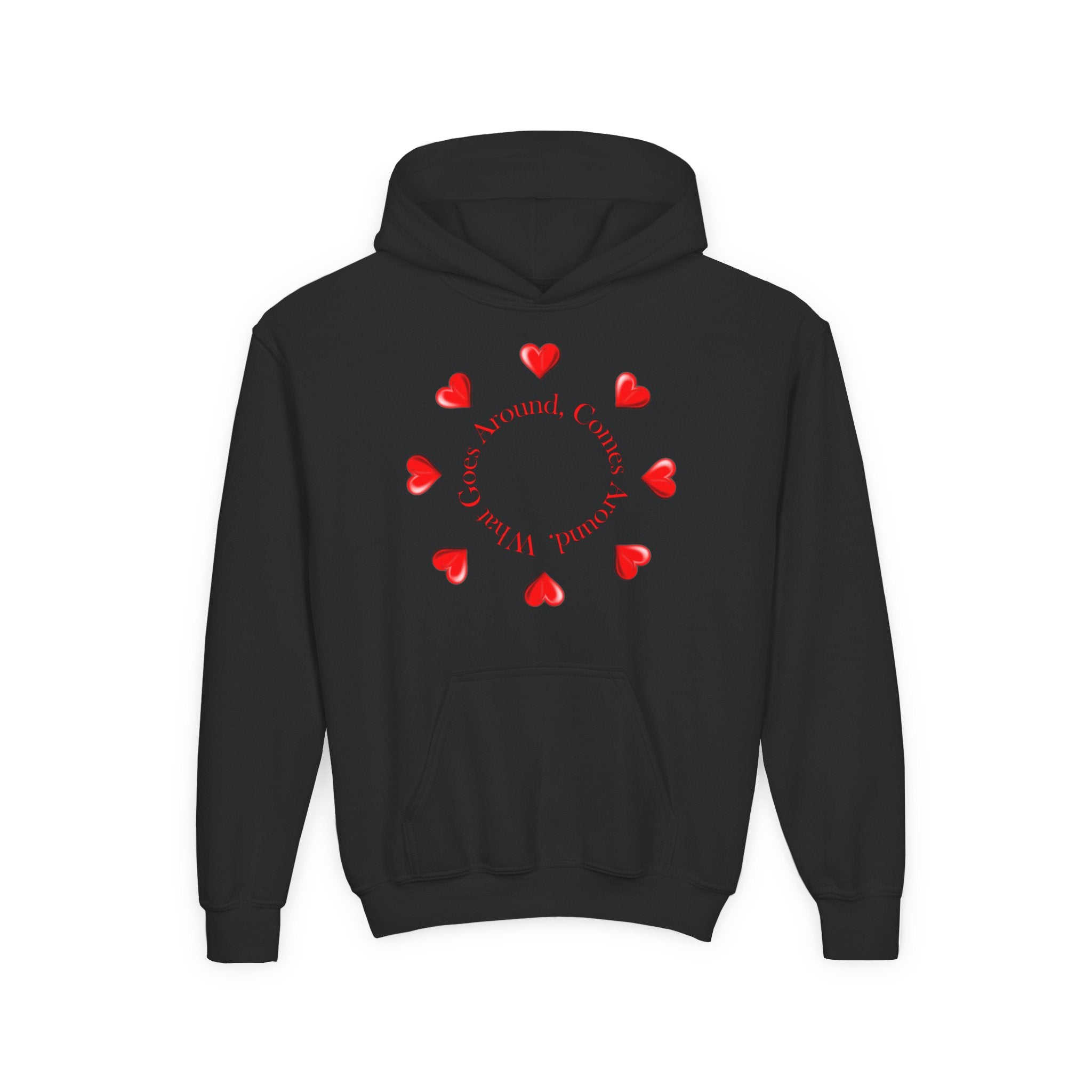 Youth Hoodie — "It's A Kidzz World" Colorful Earth & Hearts Charity Design