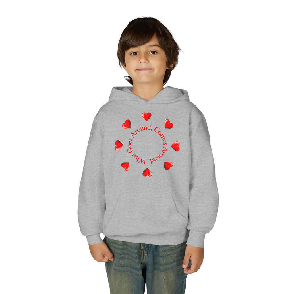 Youth Hoodie — "It's A Kidzz World" Colorful Earth & Hearts Charity Design