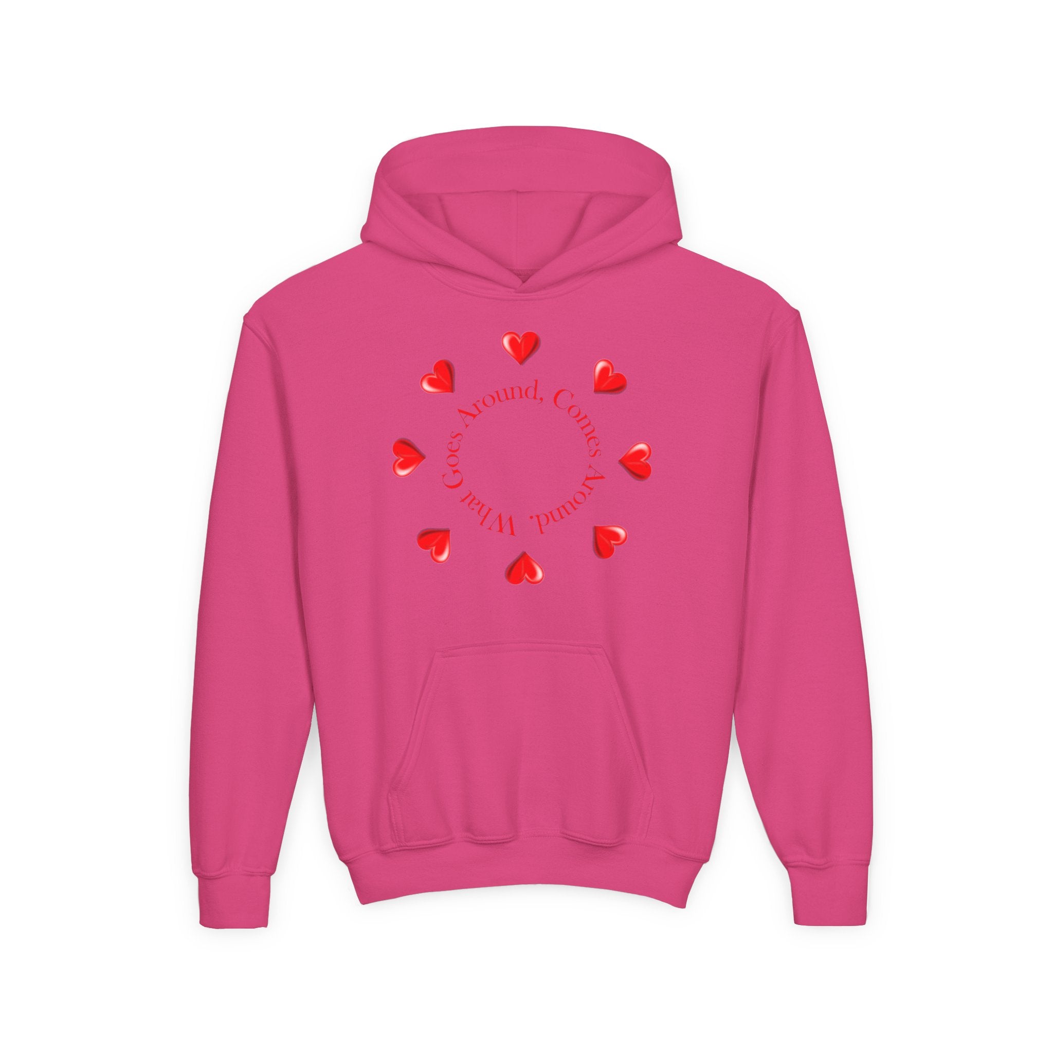Youth Hoodie — "It's A Kidzz World" Colorful Earth & Hearts Charity Design