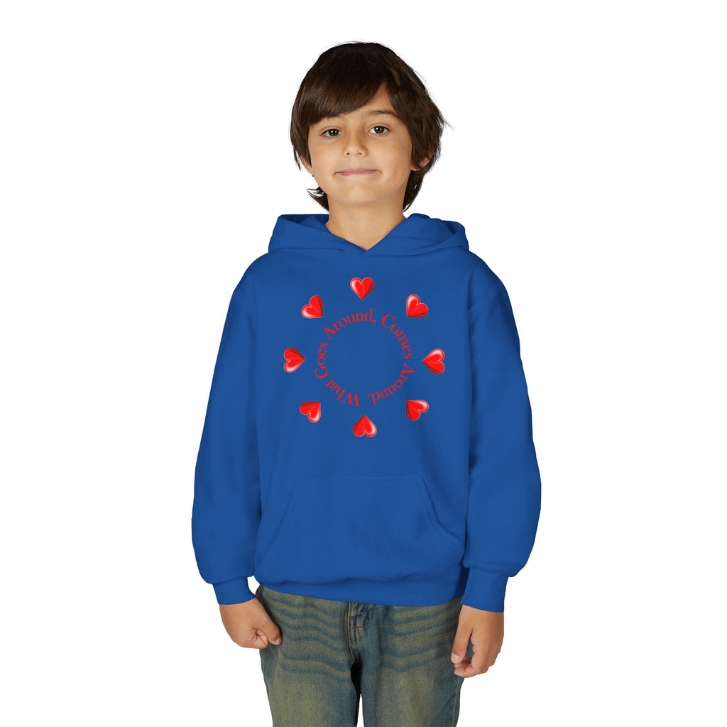 Youth Hoodie — "It's A Kidzz World" Colorful Earth & Hearts Charity Design