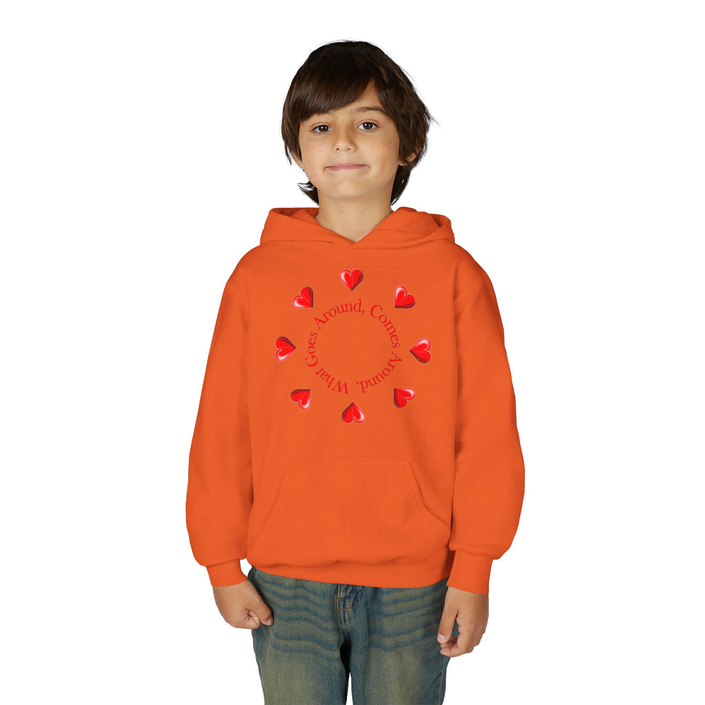 Youth Hoodie — "It's A Kidzz World" Colorful Earth & Hearts Charity Design