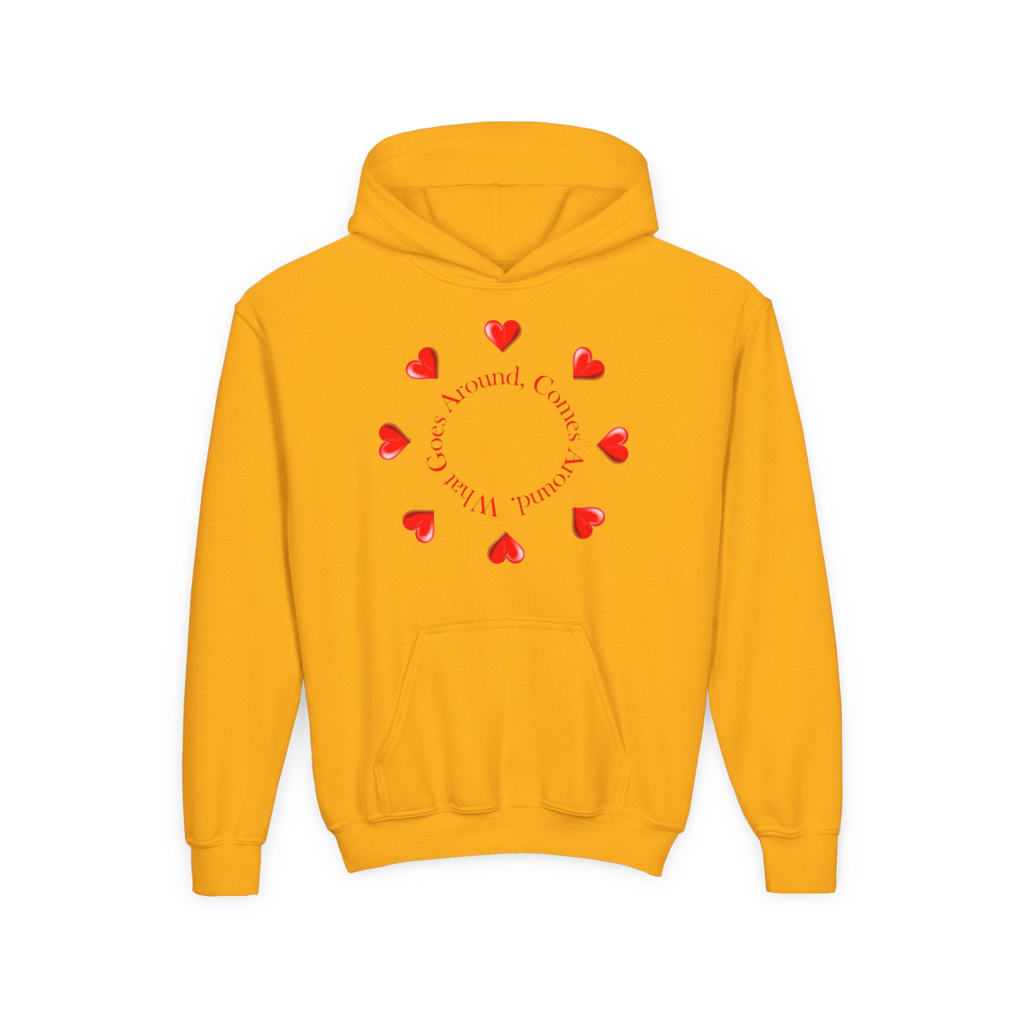 Youth Hoodie — "It's A Kidzz World" Colorful Earth & Hearts Charity Design