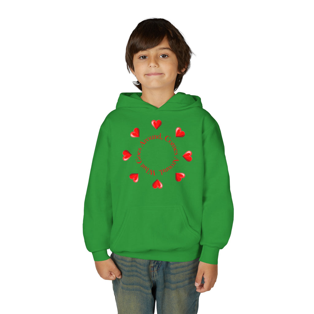 Youth Hoodie — "It's A Kidzz World" Colorful Earth & Hearts Charity Design